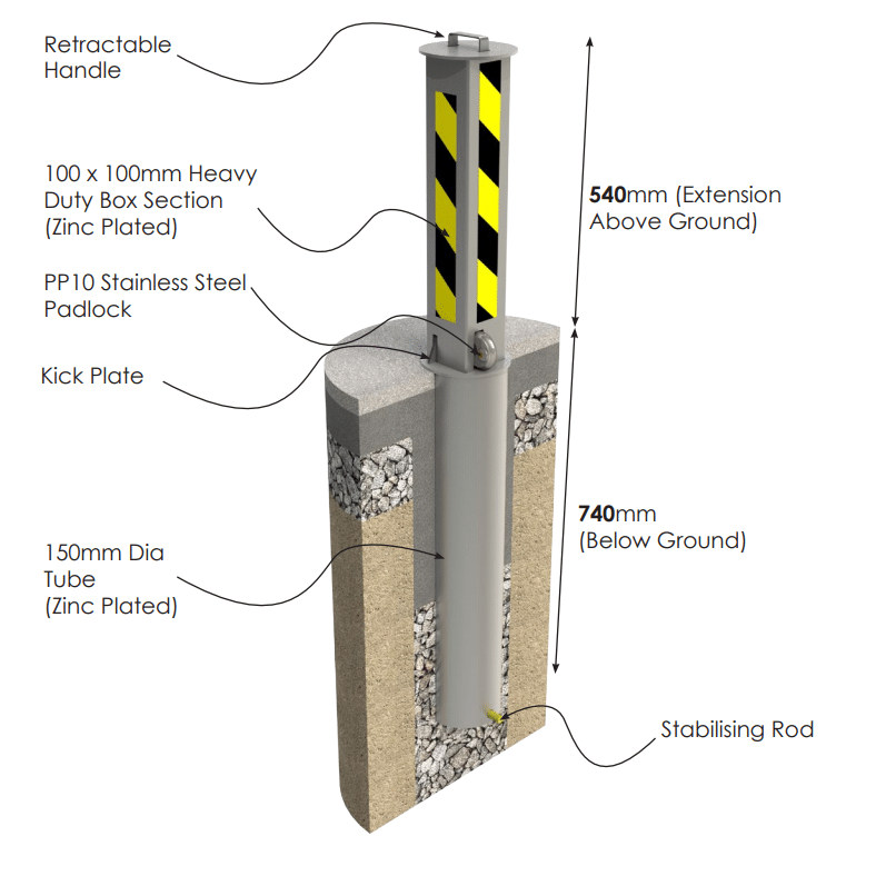 Autolok Telescopic Anti Ram Raid Post