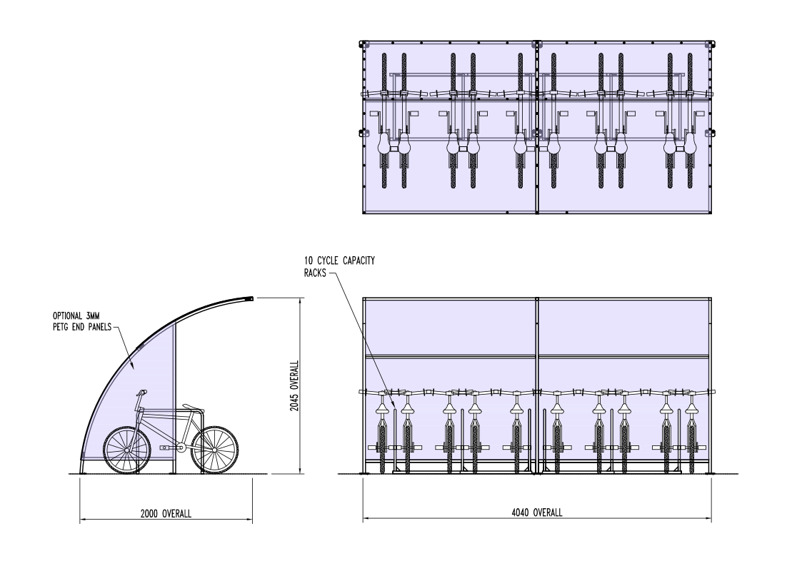 Economy 10 Cycle Shelter | Eco Bike Shed