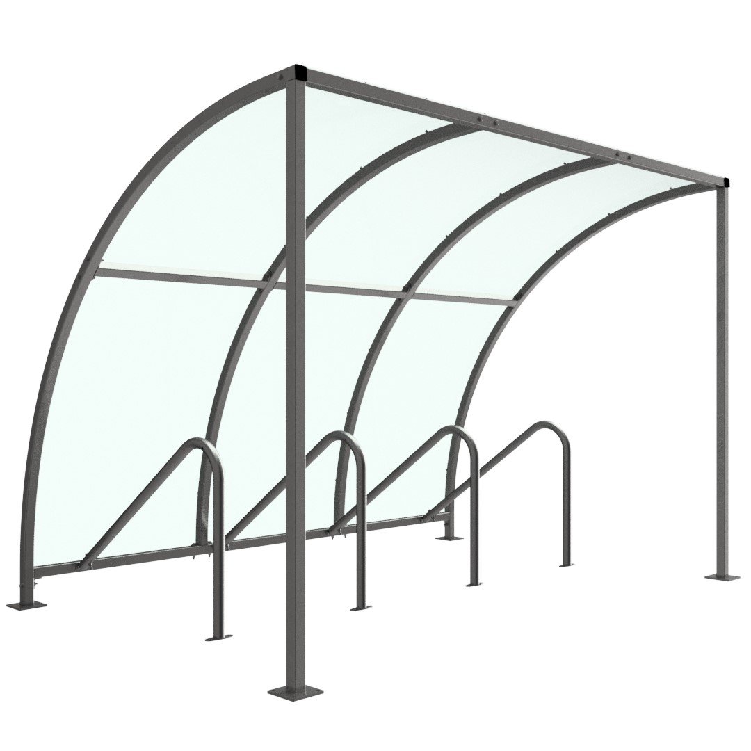 Harby Cycle Shelter PETG Roof With Integral Cycle Stands 1M