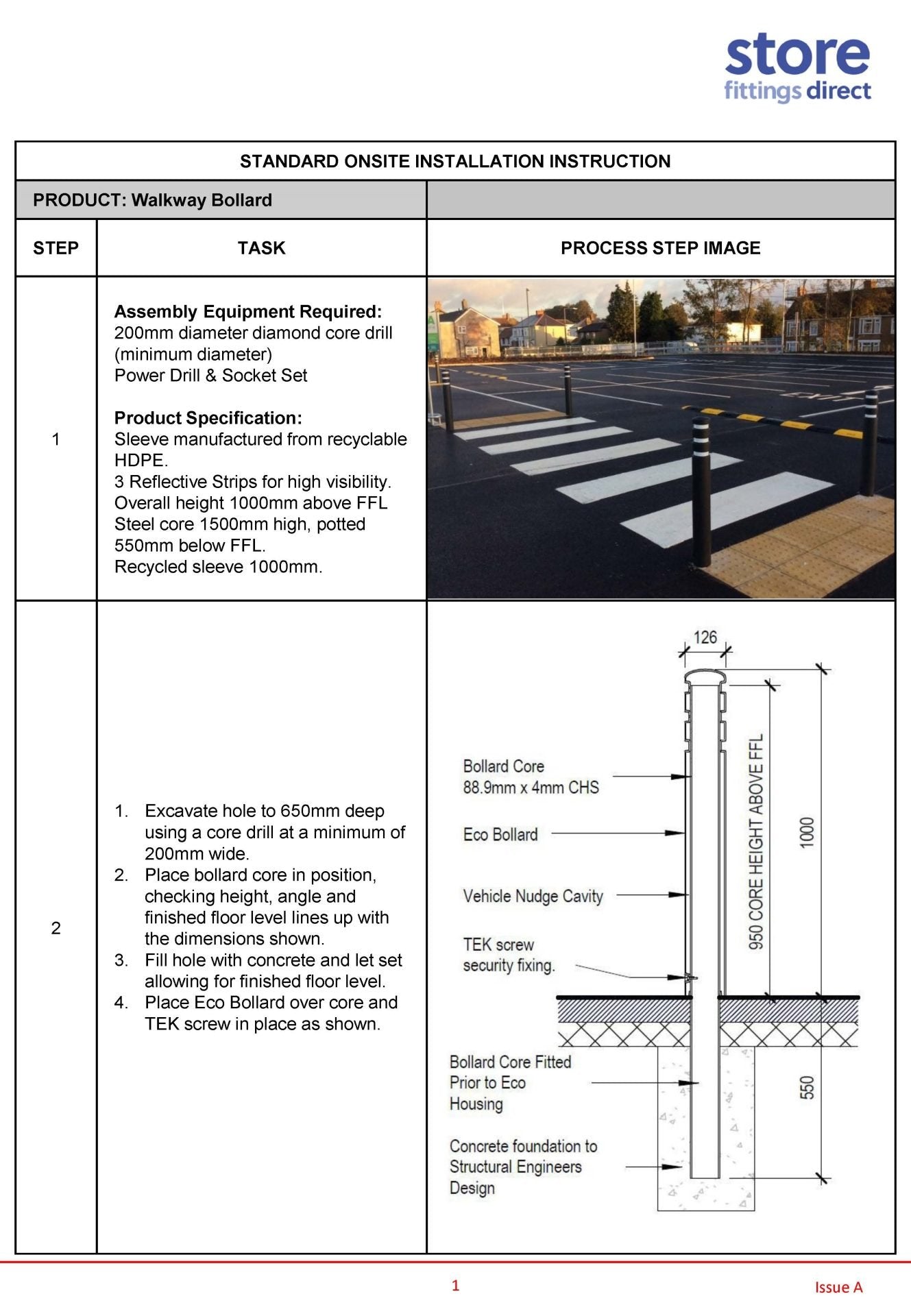 Installation Instruction Walkway Bollard