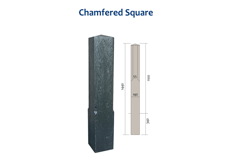 Recycled Plastic Square Bollard with Chamfer Top