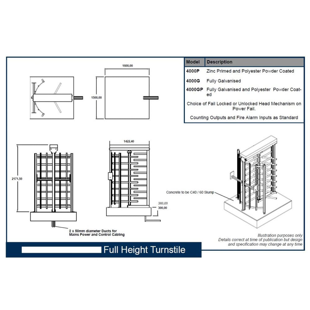 Dalby Full Height Turnstile Pedestrian Gate