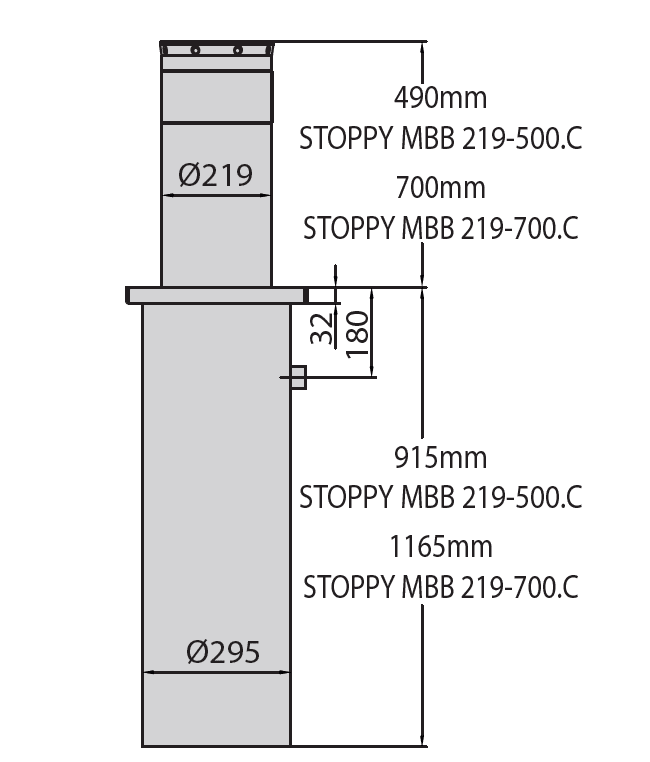 BFT Stoppy MBB Commercial - Electromechanical Automatic Bollards