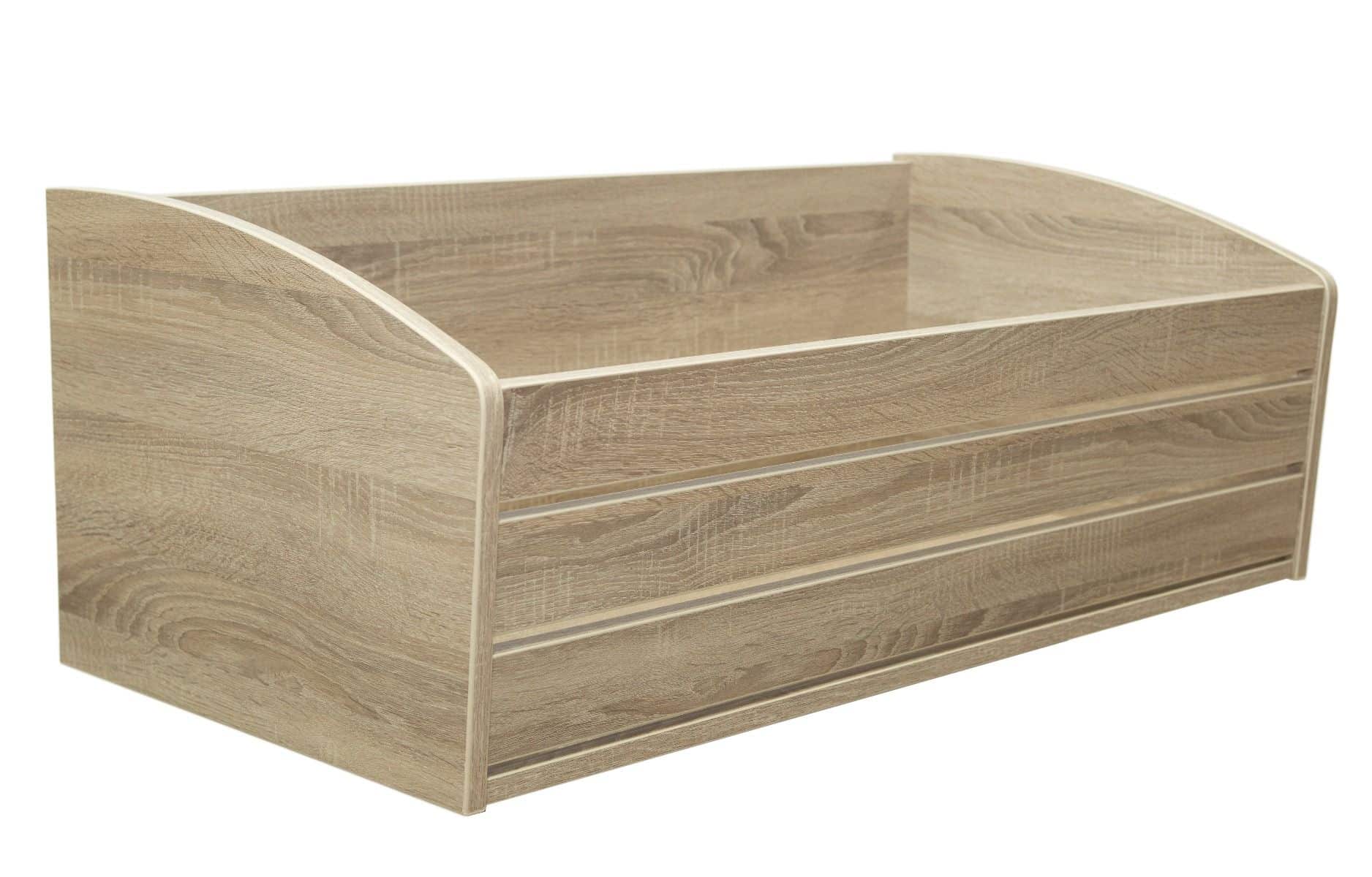 Wooden Bakery Display with Bucket Shelves | Wall Bakery Display