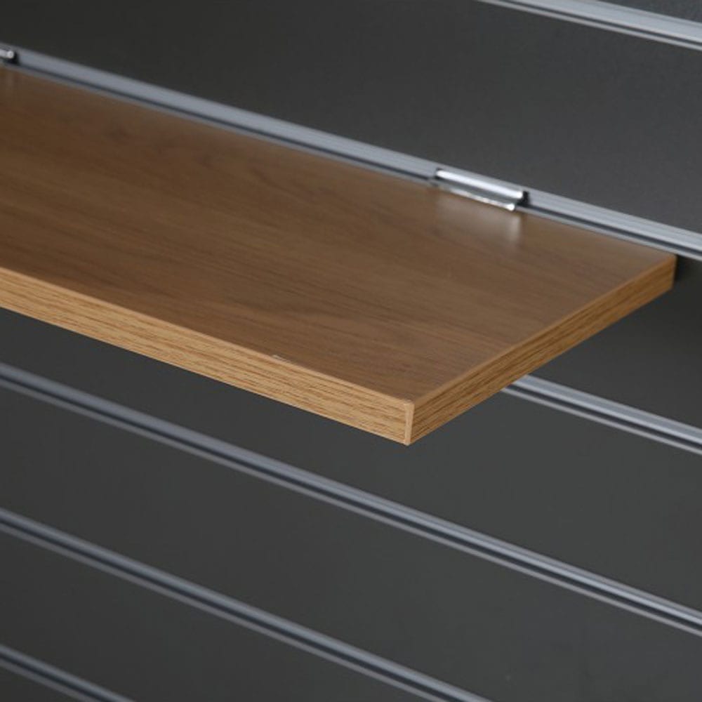 Slatwall oak shelf
