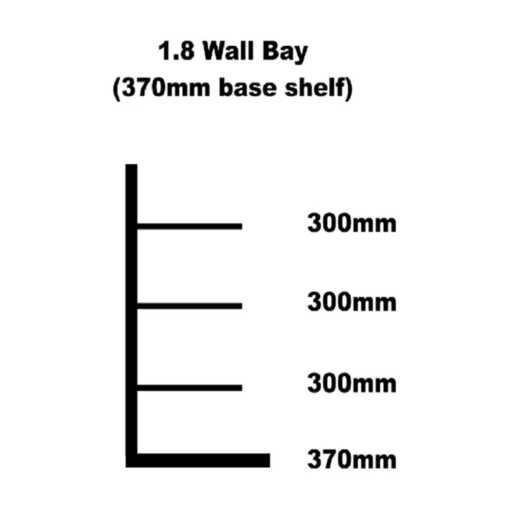 Wall shelving bay 370mm base shelf