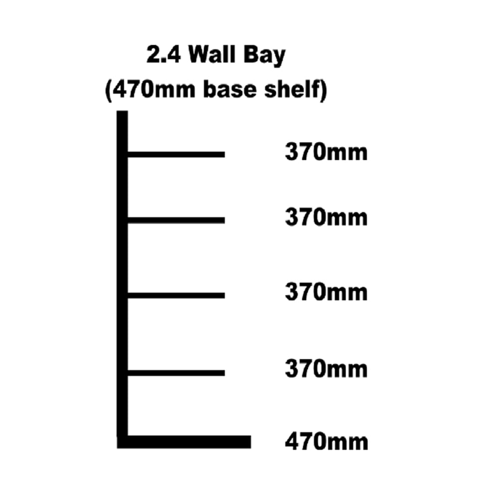 Wall shelving bay 470mm base shelf