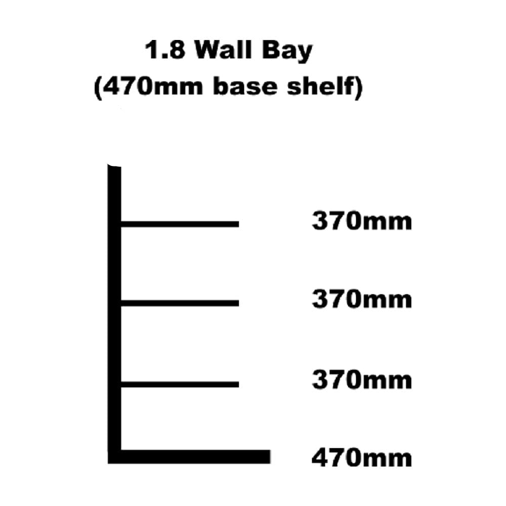 Wall shelving bay 470mm base shelf