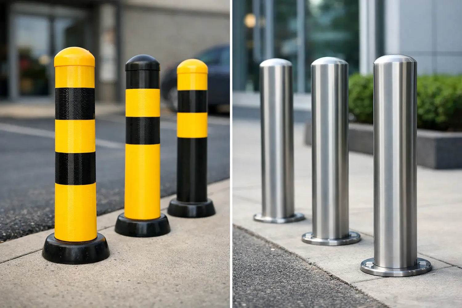 Plastic Bollards vs Steel Bollards