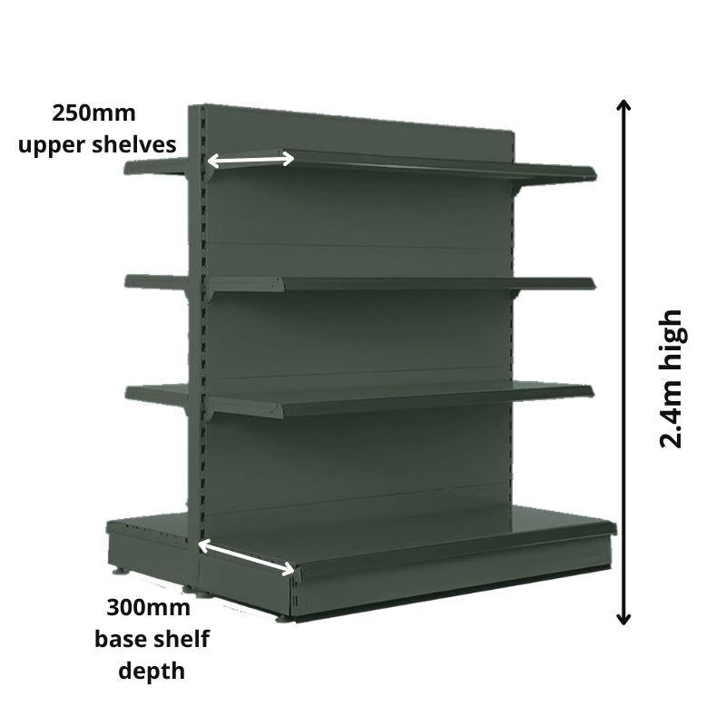Gondola Bay 2.4m | 300mm Base Shelf | 250mm Uppers