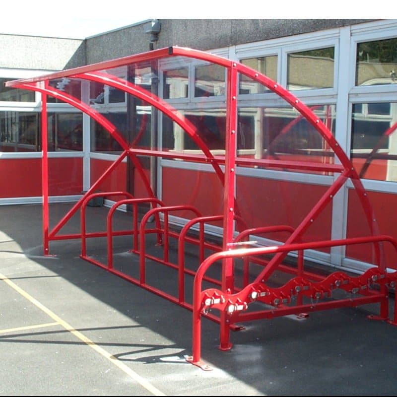 Cycle Shelter for Schools | 10 Bike Shelter with Racks and Scooter Rack