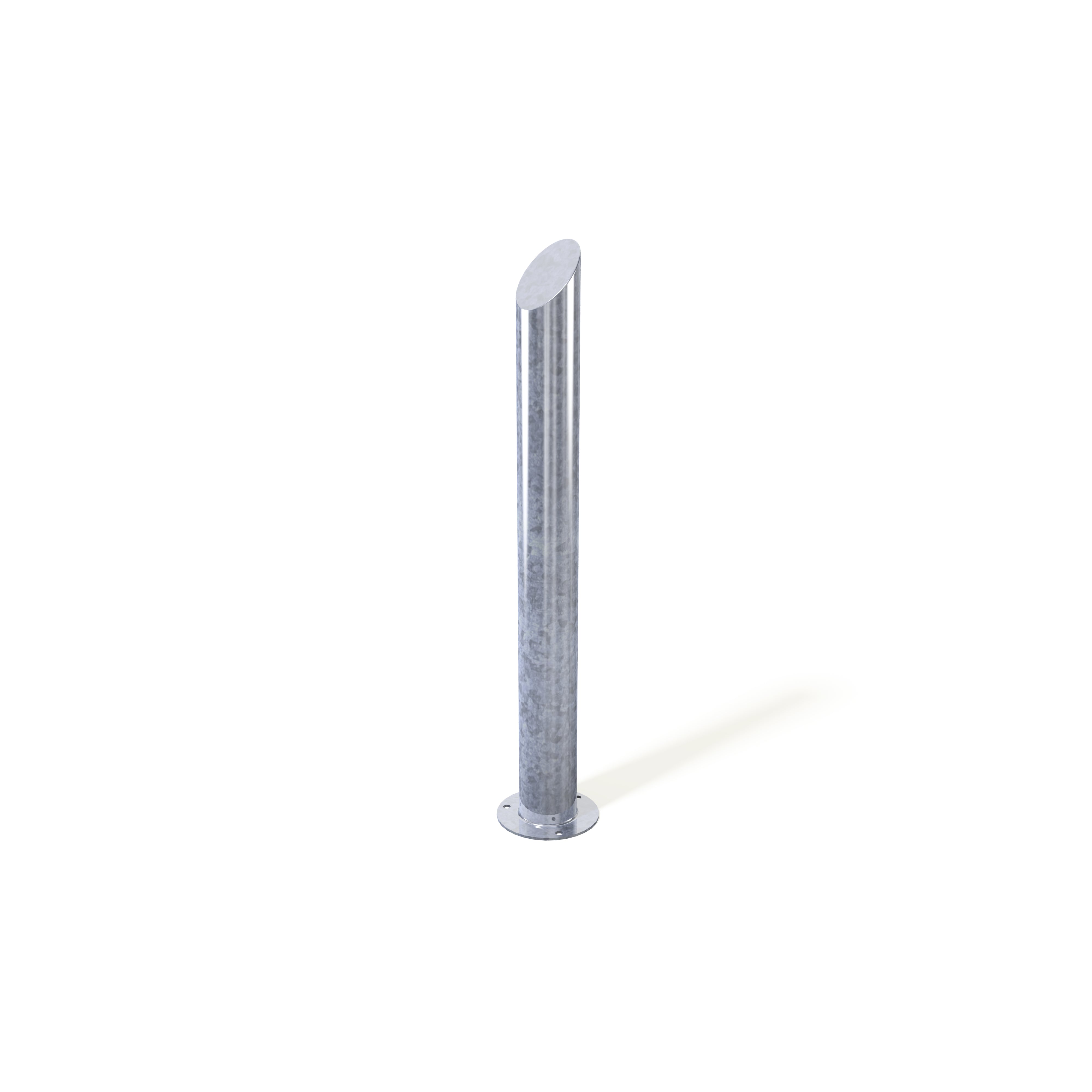 Galvanised steel bollard installed on site
