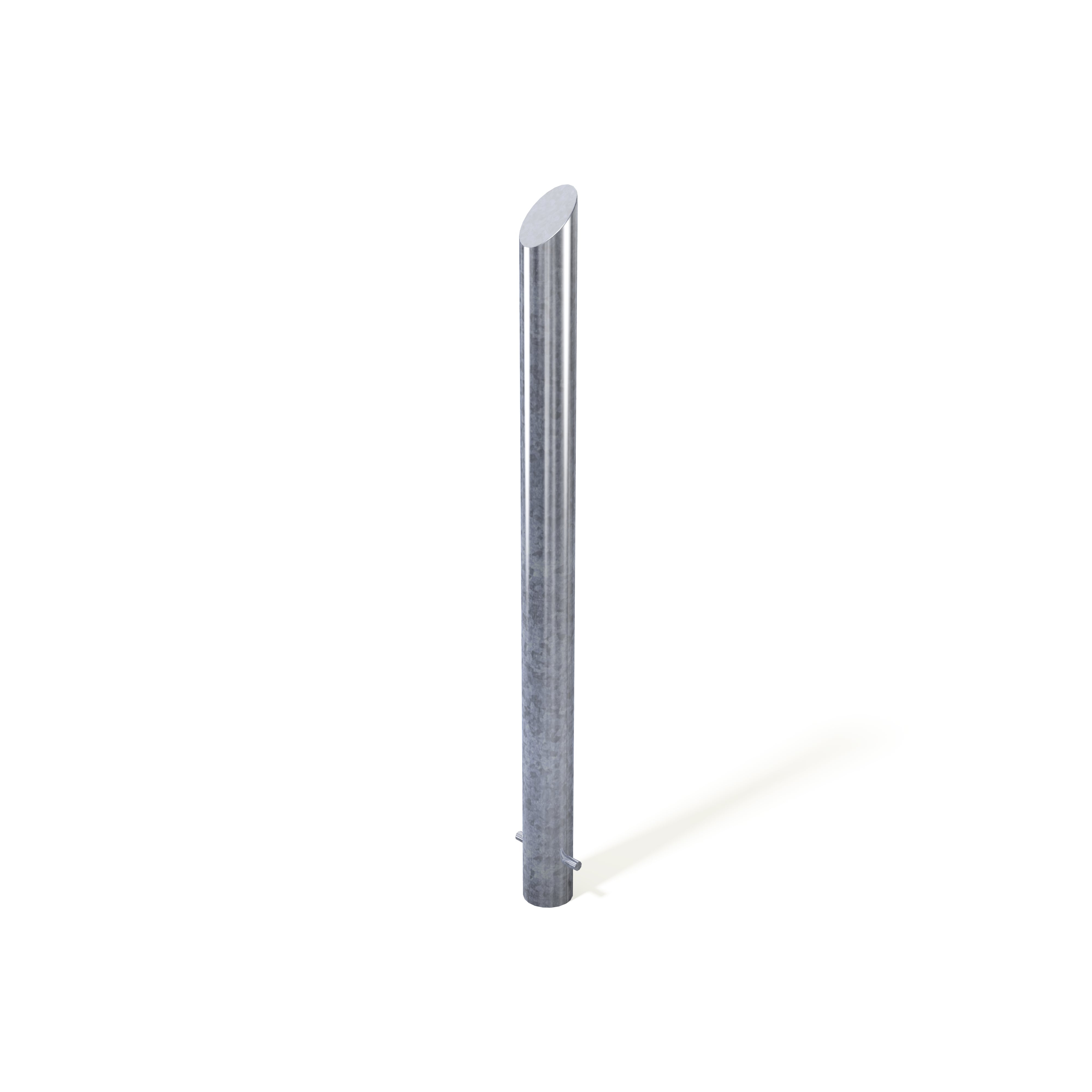 Mitre top galvanised steel bollard, 1000mm above ground