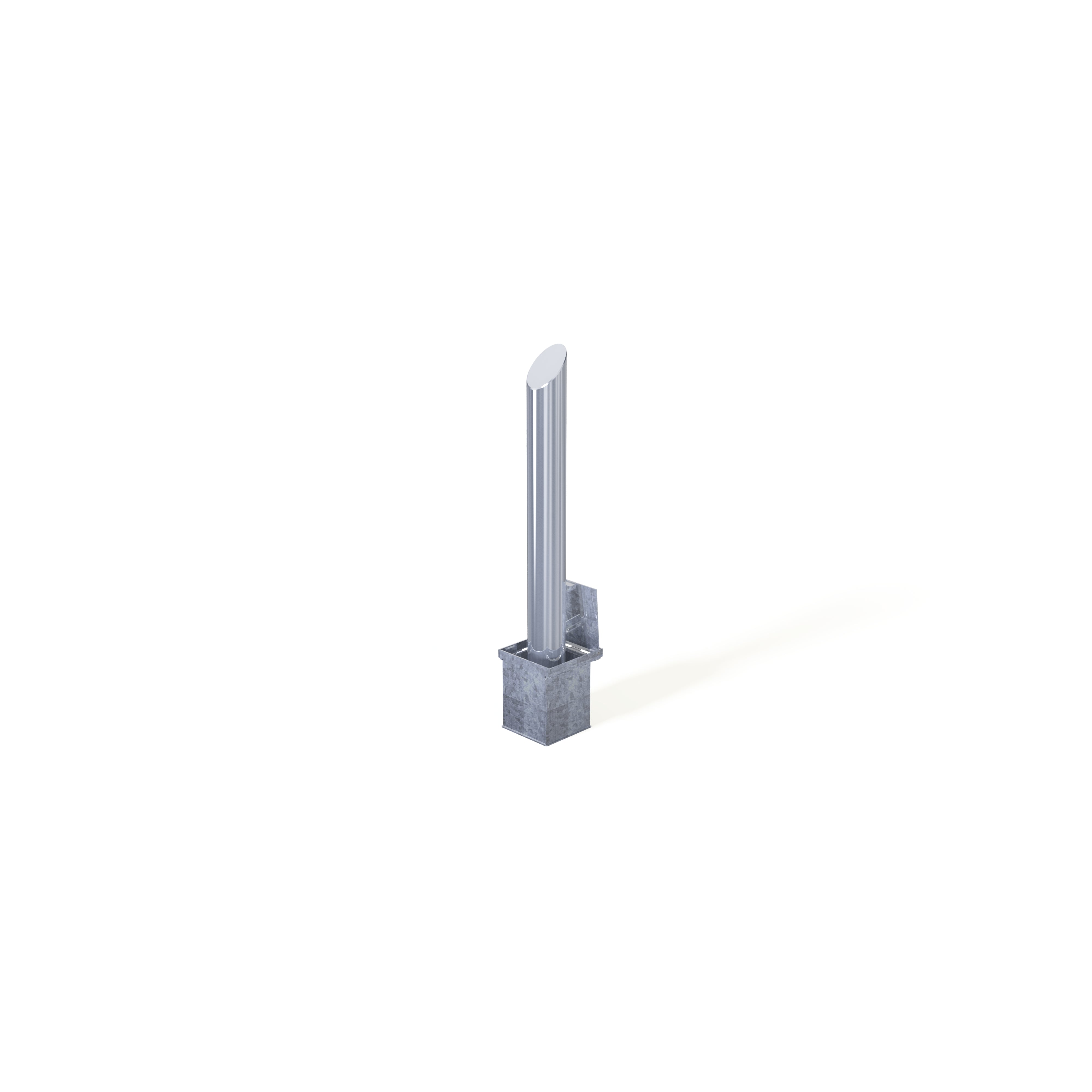 Row of stainless steel bollards for access control