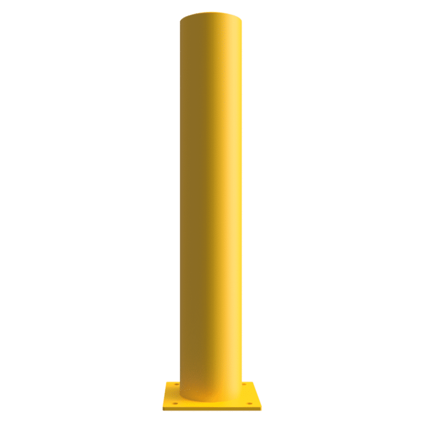Yellow galvanised steel bollard