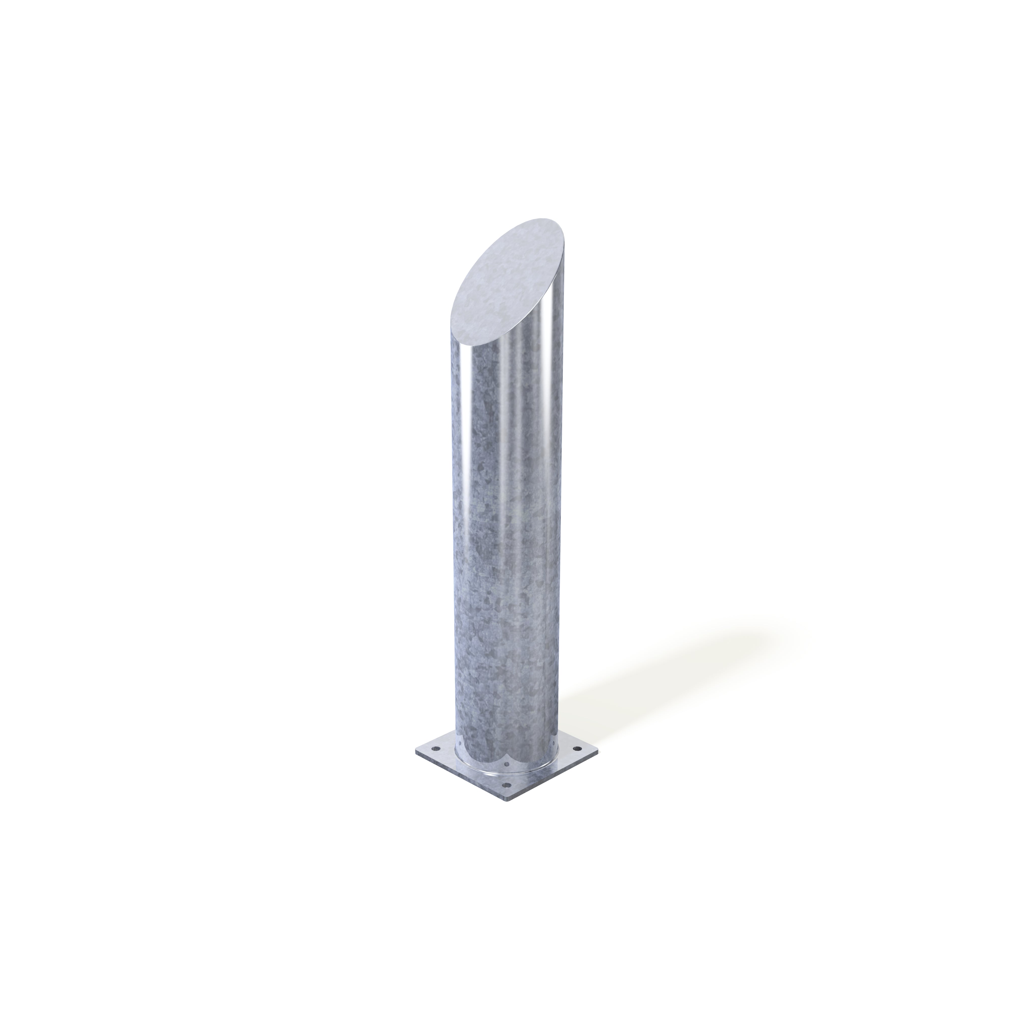 Mitre top bollard protecting a car park entrance