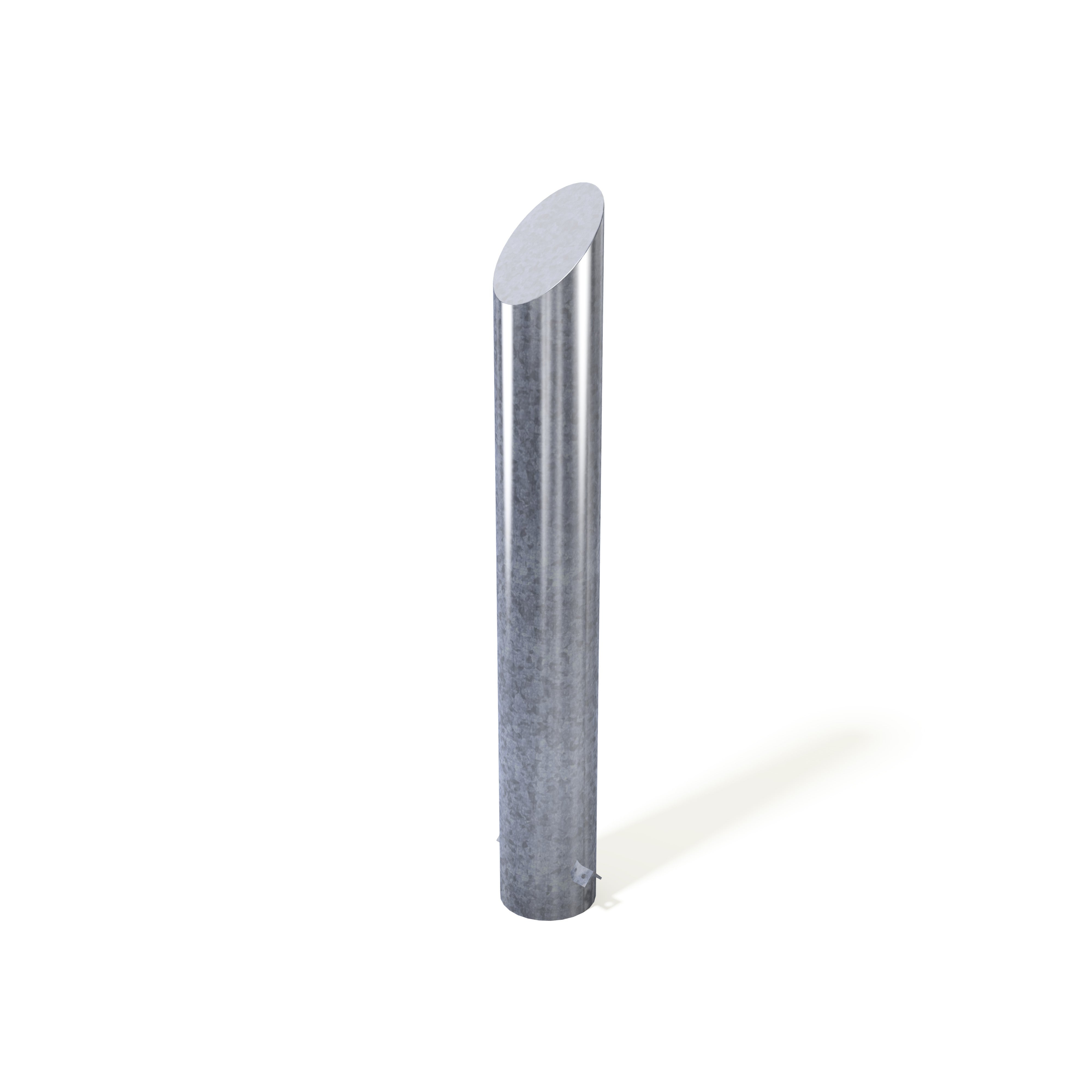 Mitre top bollard, close-up of galvanised finish