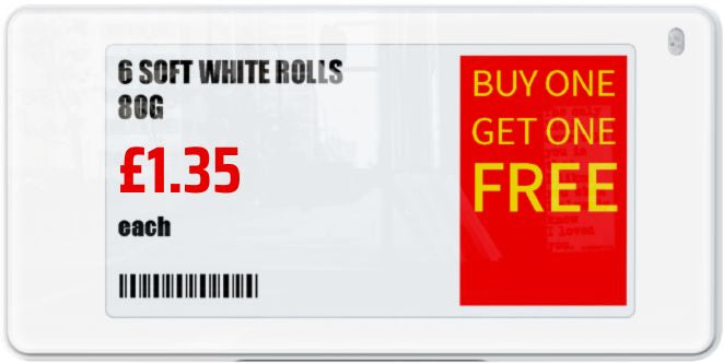 2.6" ESL Display -Ultra-Low Power Retail Shelf Edge Price Label - Store Fittings Direct