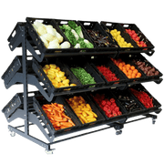 2000mm Double Sided Mobile Fruit and Vegetable Display - Store Fittings Direct