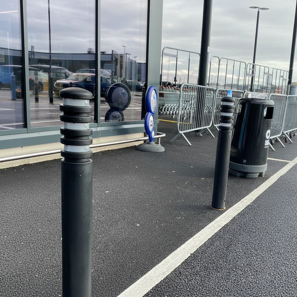 3RS Retail Park Plastic Bollard Steel Core optional Anti Ram - Store Fittings Direct