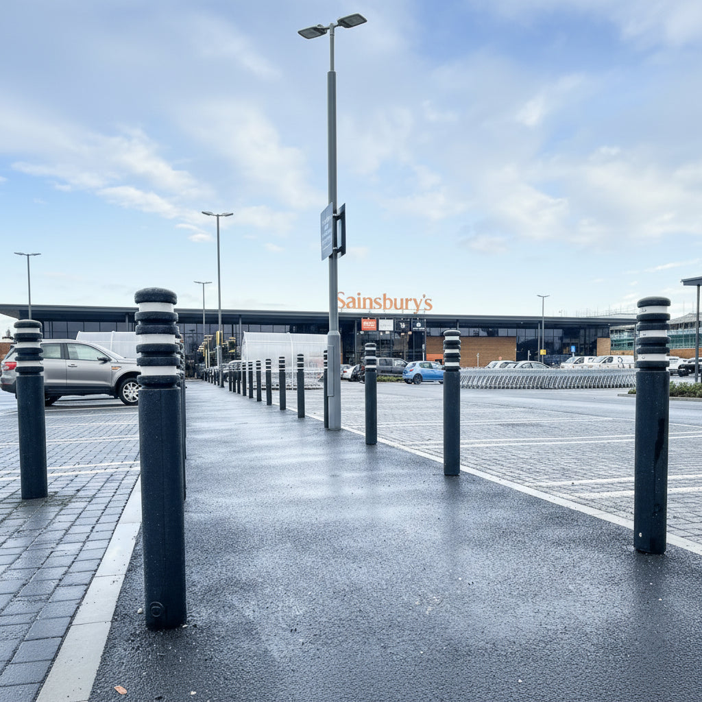 3RS Retail Park Plastic Bollard Steel Core optional Anti Ram - Store Fittings Direct