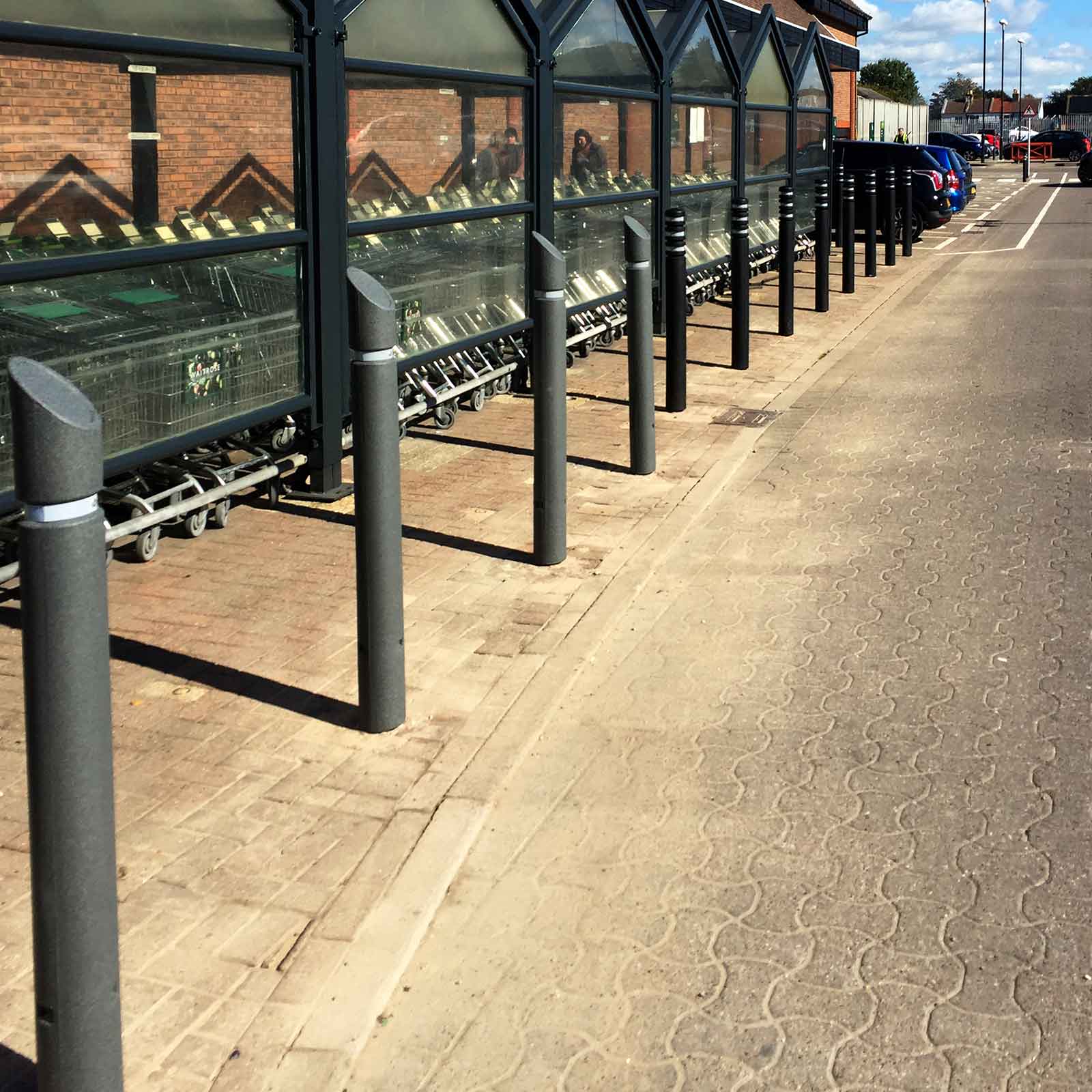 3RS Retail Park Plastic Bollard Steel Core optional Anti Ram - Store Fittings Direct
