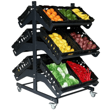 800mm Double Sided Mobile Fruit and Vegetable Display - Store Fittings Direct