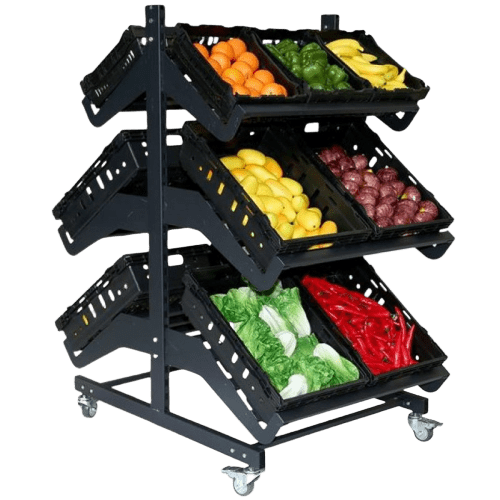 800mm Double Sided Mobile Fruit and Vegetable Display - Store Fittings Direct