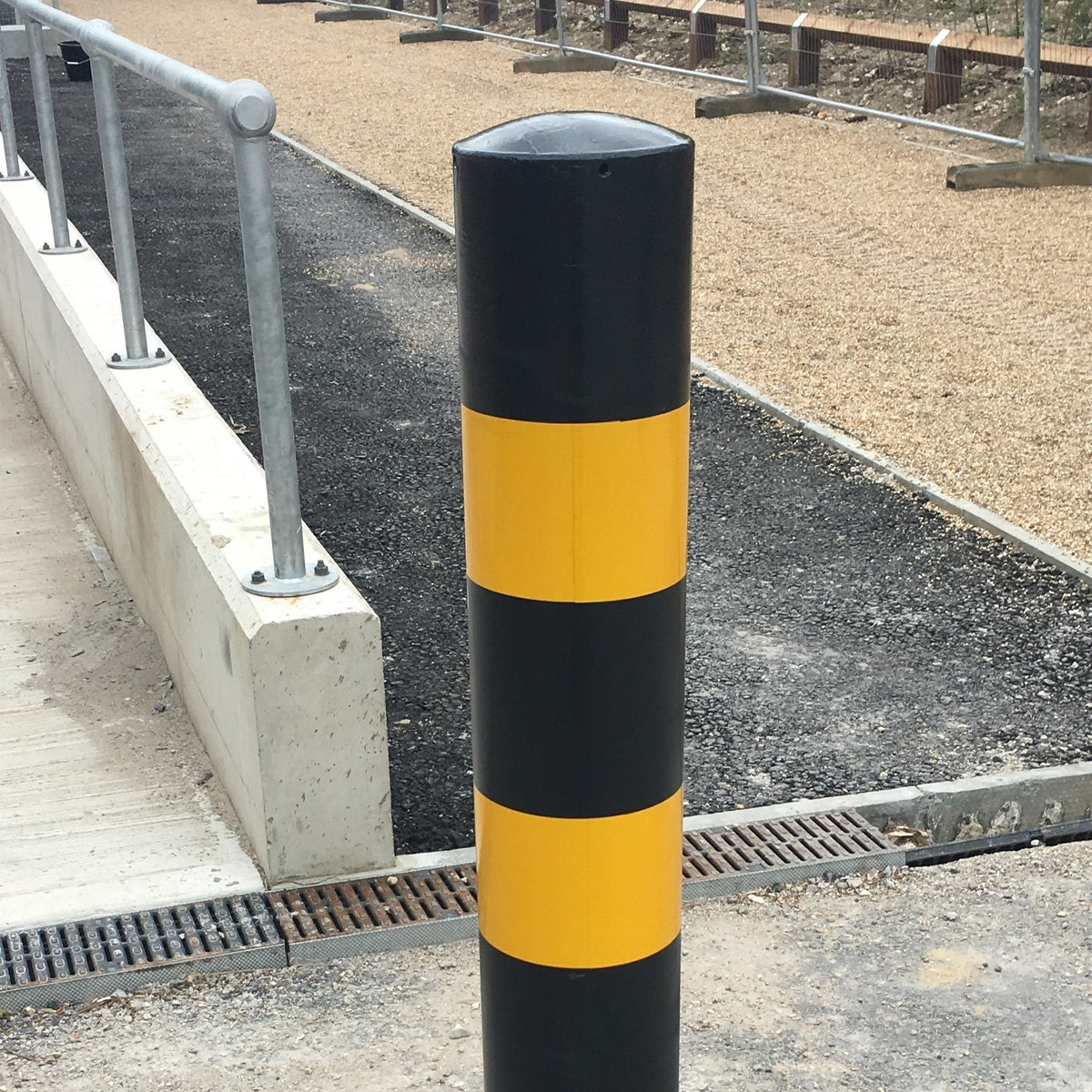 Black Yellow Hi-Vis Protection Bollard - 900mm above ground - Store Fittings Direct