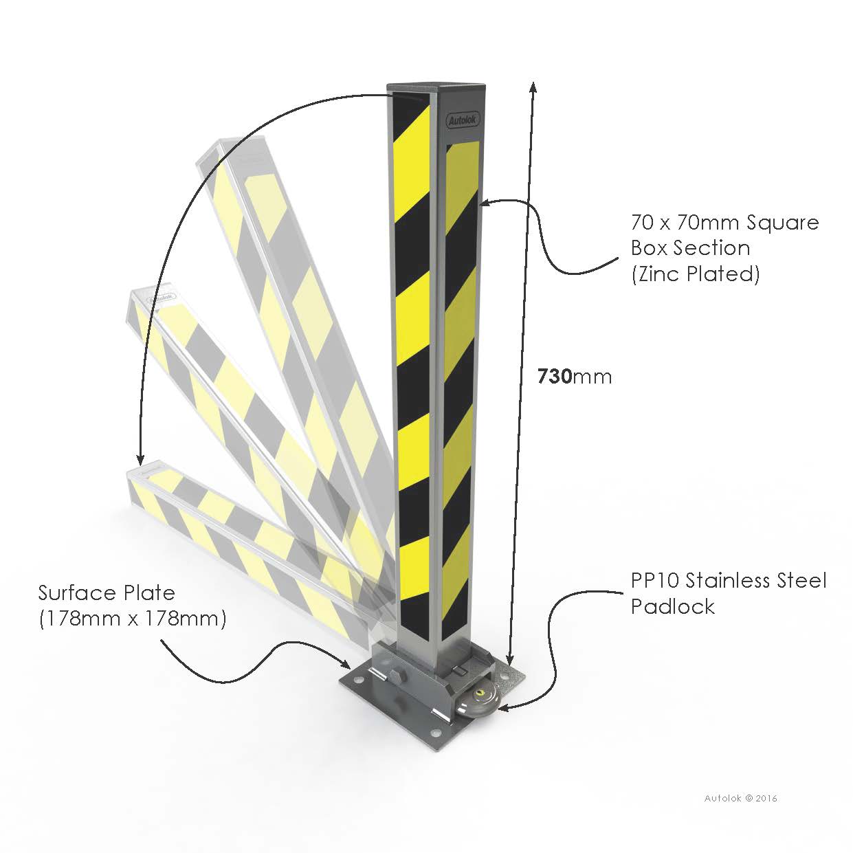 Autolok Heavy Duty Fold Down Security Post - Store Fittings Direct