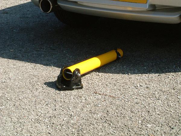 Autolok Yellow Fold Down Lockable Parking Post - Store Fittings Direct