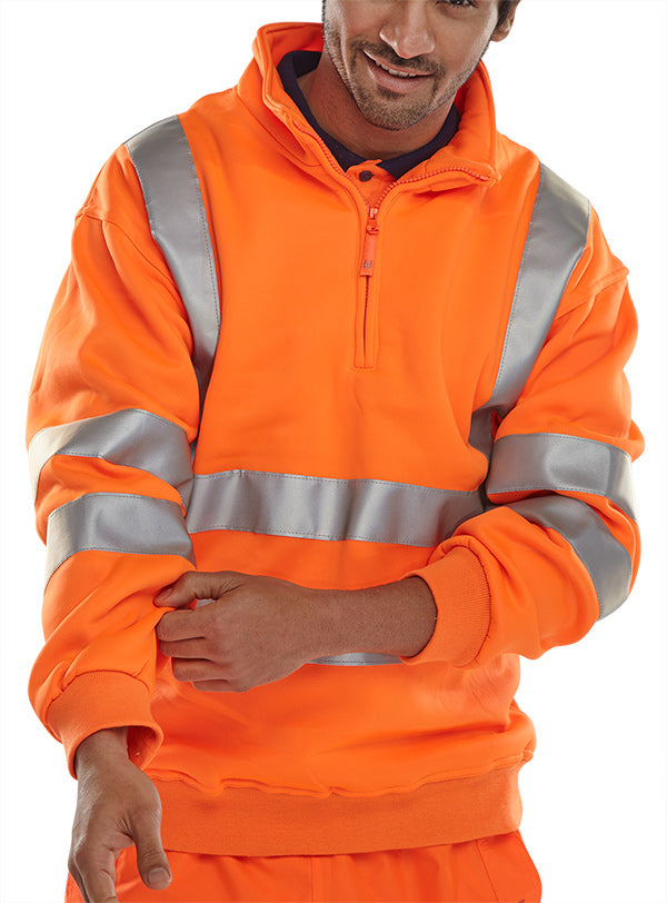 Essential Quarter Zip Sweatshirt Hi-Vis Jumper