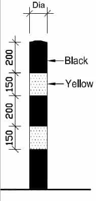Black Yellow Galvanised Mild Steel Bollard