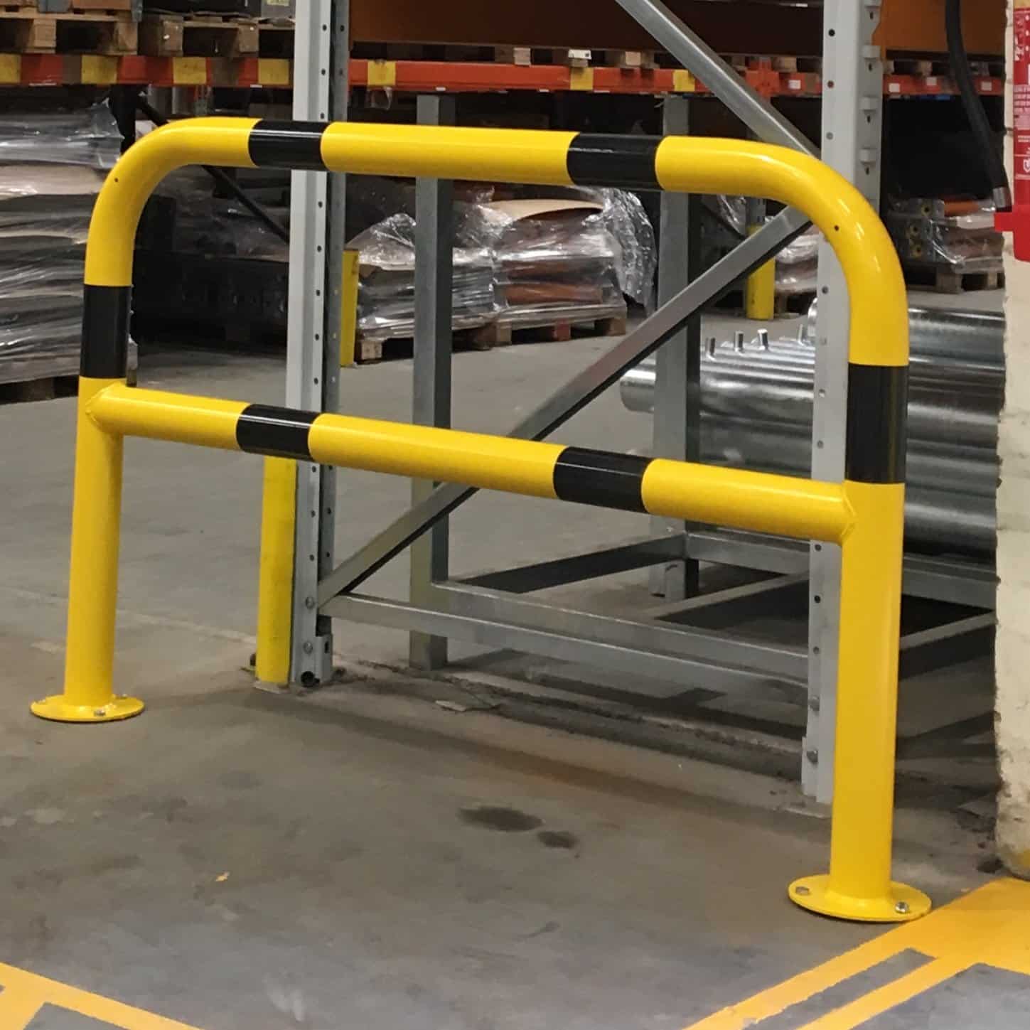 Black & Yellow Hooped Barrier | With Cross Bar 48mm to 90mm - Store Fittings Direct