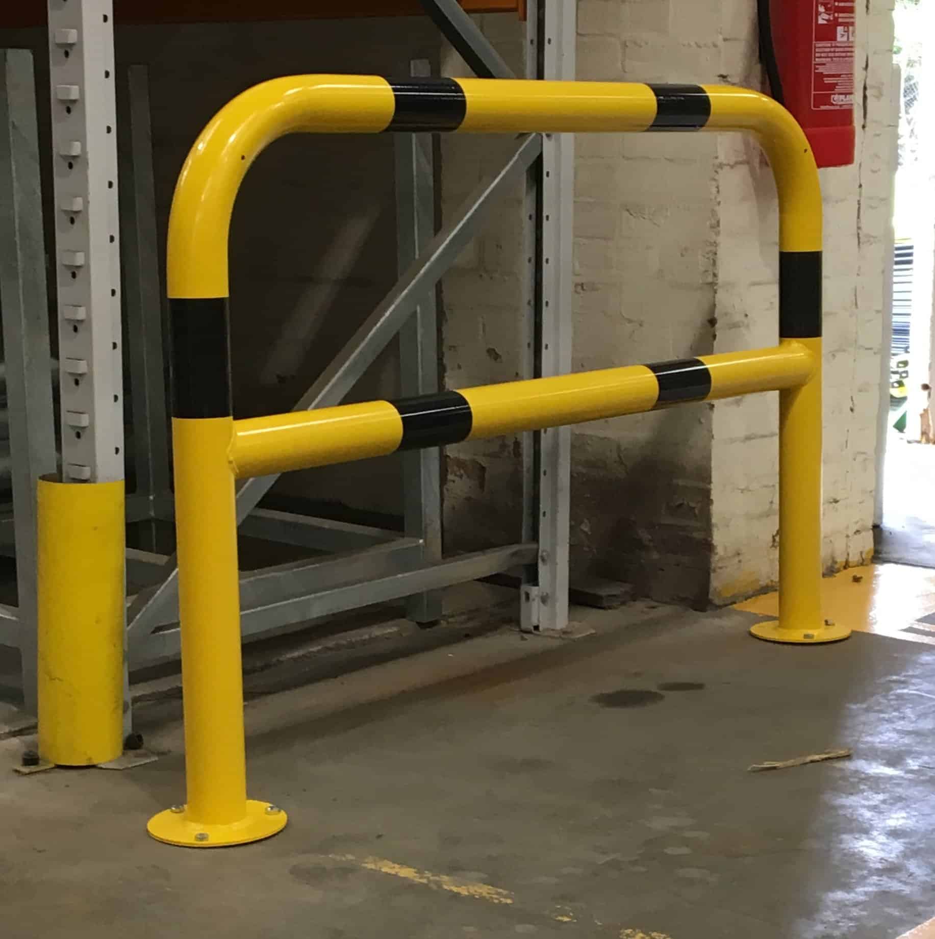 Black & Yellow Hooped Barrier | With Cross Bar 48mm to 90mm - Store Fittings Direct