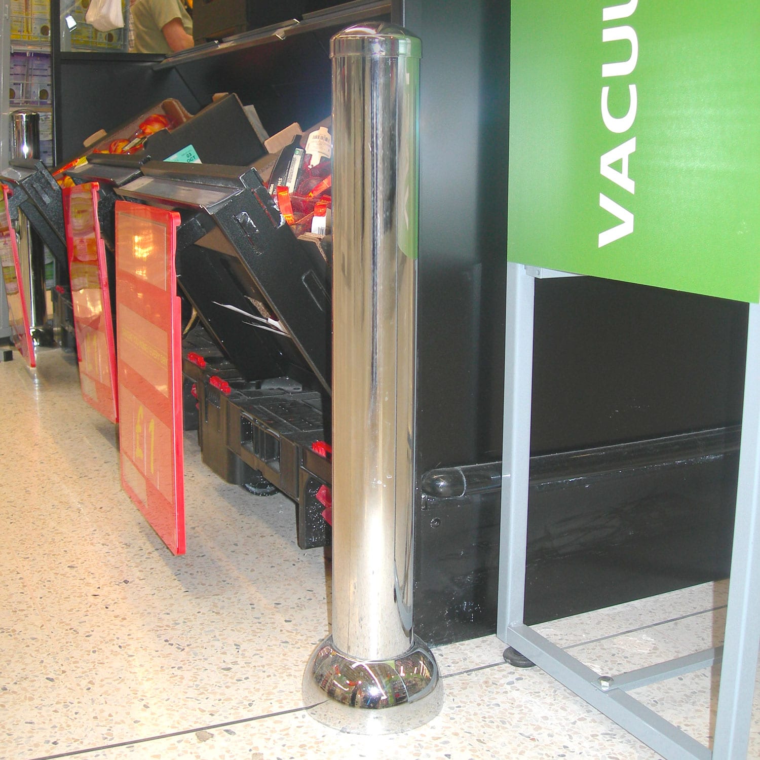 Chromed Internal Protection Bollards | Shop Retail Damage Protection - Store Fittings Direct