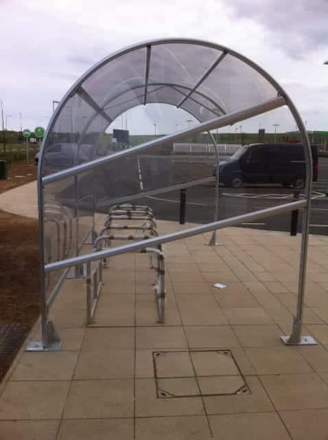 Contemporary Cycle Shelter Tunnel for 10 Bikes - Modular Design - Store Fittings Direct