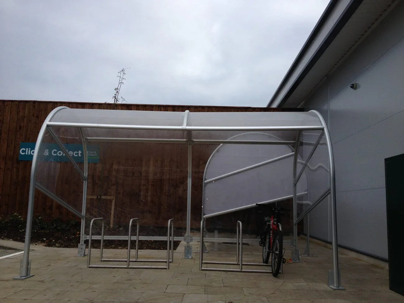 Contemporary Cycle Shelter Tunnel for 10 Bikes - Modular Design - Store Fittings Direct