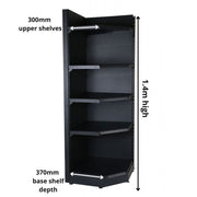 Corner Shelving Bay 1 4m High 370mm Base Shelf 300mm Uppers | Store Fittings Direct