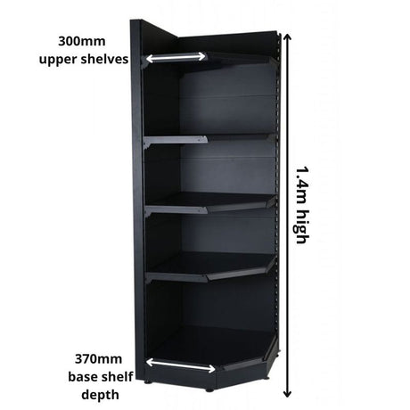 Corner Shelving Bay 1 4m High 370mm Base Shelf 300mm Uppers | Store Fittings Direct