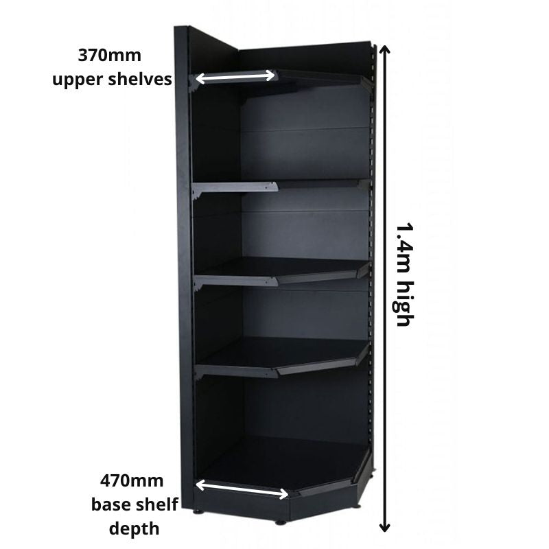 Corner Shelving Bay 1.4m High | 470mm Base Shelf | 370mm Uppers