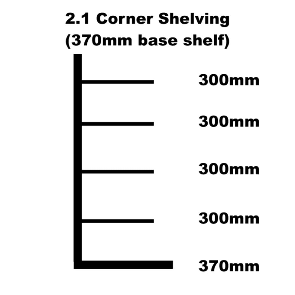 Corner Shelving Bay 2.1m High with Base Shelf - Store Fittings Direct