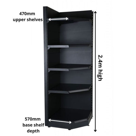 Corner Shelving Bay 2 4m High 570mm Base Shelf 470mm Uppers | Store Fittings Direct