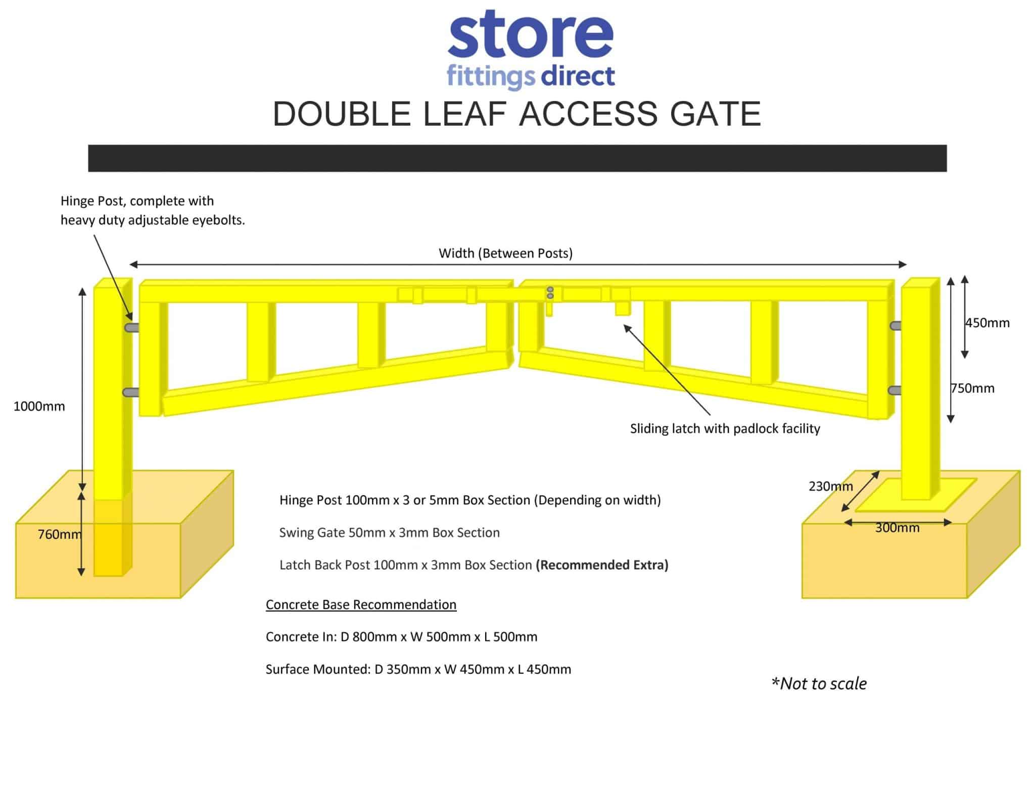 Double Leaf Swinging Access Gate | 5m to 11m - Store Fittings Direct