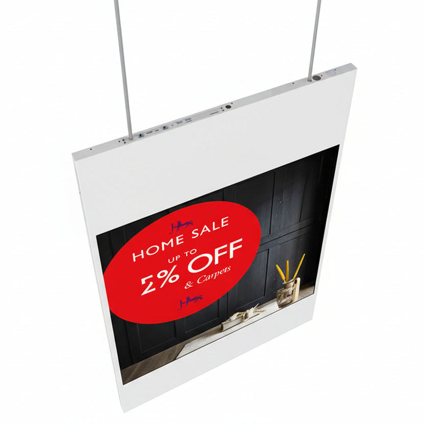 Double Sided Hanging Window Display | High Brightness 700cd/m² | Digital Signage - Store Fittings Direct
