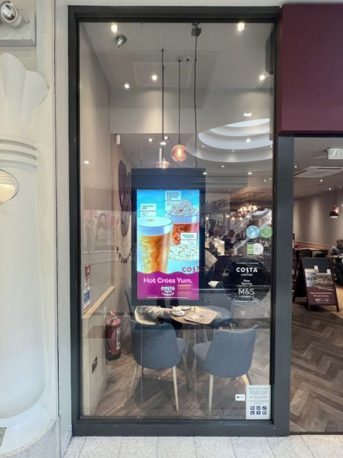 Double Sided Hanging Window Display | High Brightness 700cd/m² | Digital Signage - Store Fittings Direct