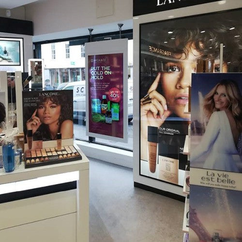 Double Sided Hanging Window Display | High Brightness 700cd/m² | Digital Signage - Store Fittings Direct