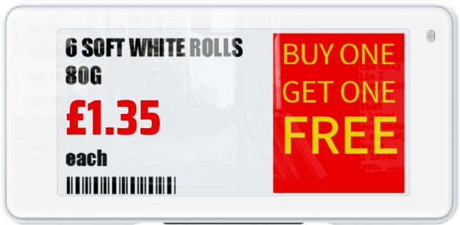 ESL Display 2.13" -Ultra-Low Power Electronic Paper Digital Signage Screen for Retail & Business - Store Fittings Direct