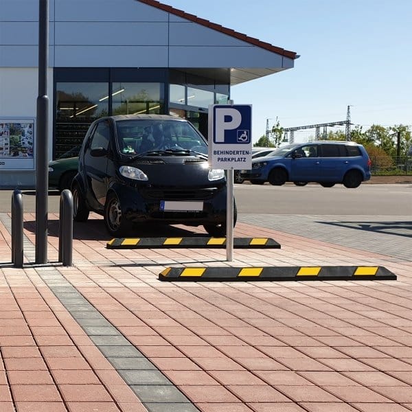 EV Protection Wheel Stops | EV Point Protection Recycled Rubber - Store Fittings Direct