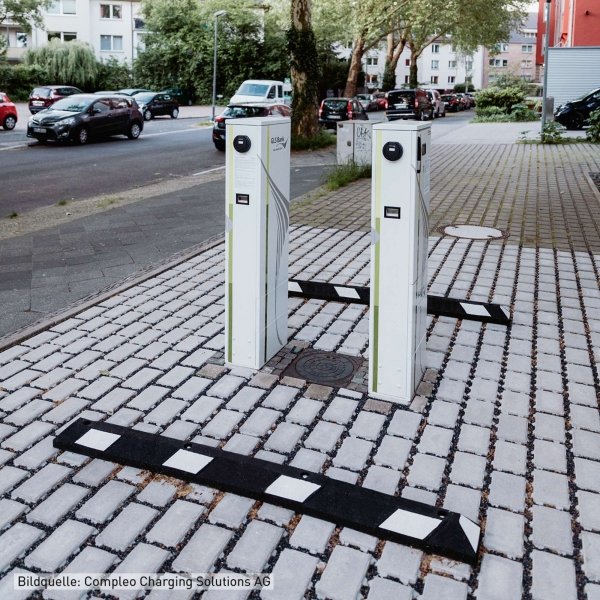 EV Protection Wheel Stops | EV Point Protection Recycled Rubber - Store Fittings Direct